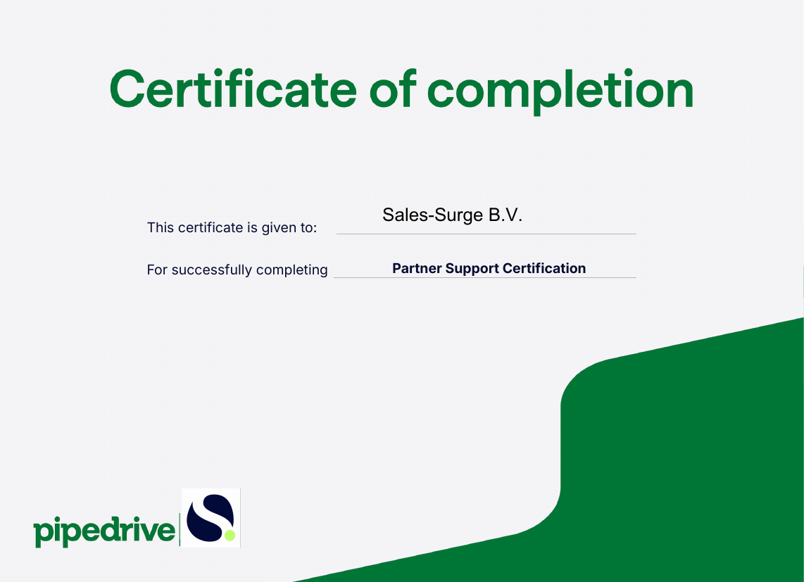 Partner Support Certification - Sales-Surge B.V.